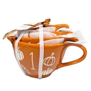 NEW Rae Dunn PUMPKIN TEACUP Measuring Cup Set/4